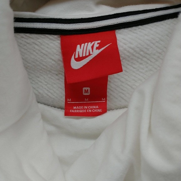 Nike Mens Hoodie White Medium Metallic Logo Funnel Neck Pullover Long Sleeve - Picture 11 of 15